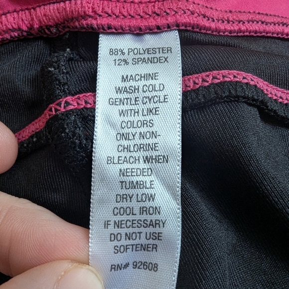 EUC Black Leggings with Pink Trim Size L/XL (See Measurements) - Picture 6 of 6